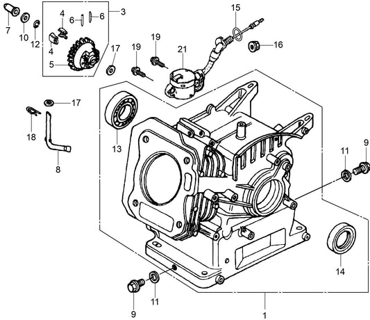MVC82VH/VHW Honda GX160 Series Engine Cylinder Barrel Assembly Parts