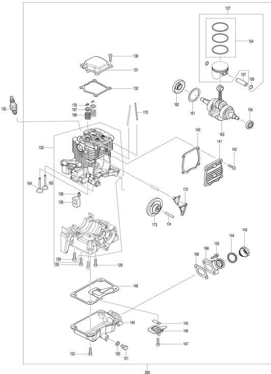 Cylinder Block Complete Assembly, Crank Shaft Assembly Parts For EB5300WH, EB5300TH Blower By Makita