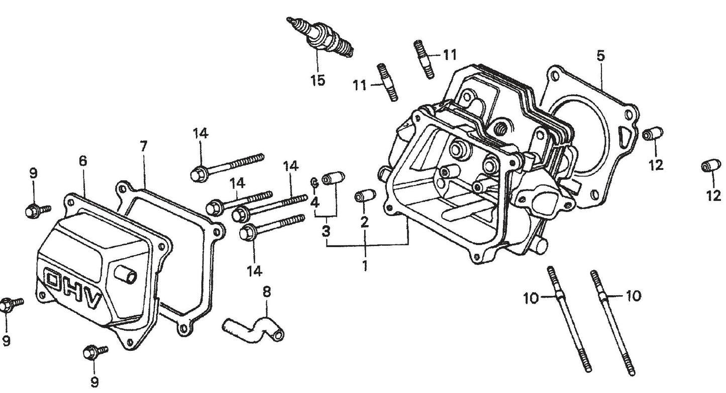 MVC70H/HW Honda GX160K1QMX2 Engine Cylinder Head Assembly Parts