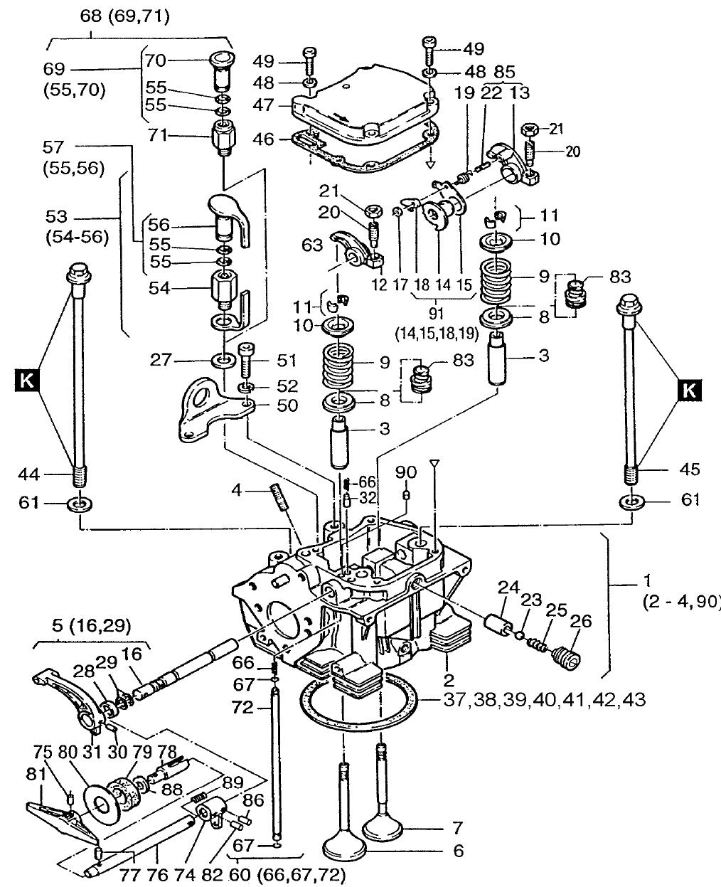 Cylinder Head HATZ 1D81Z Engine Assembly Parts For MDR9D Walk-Behind Roller By Multiquip
