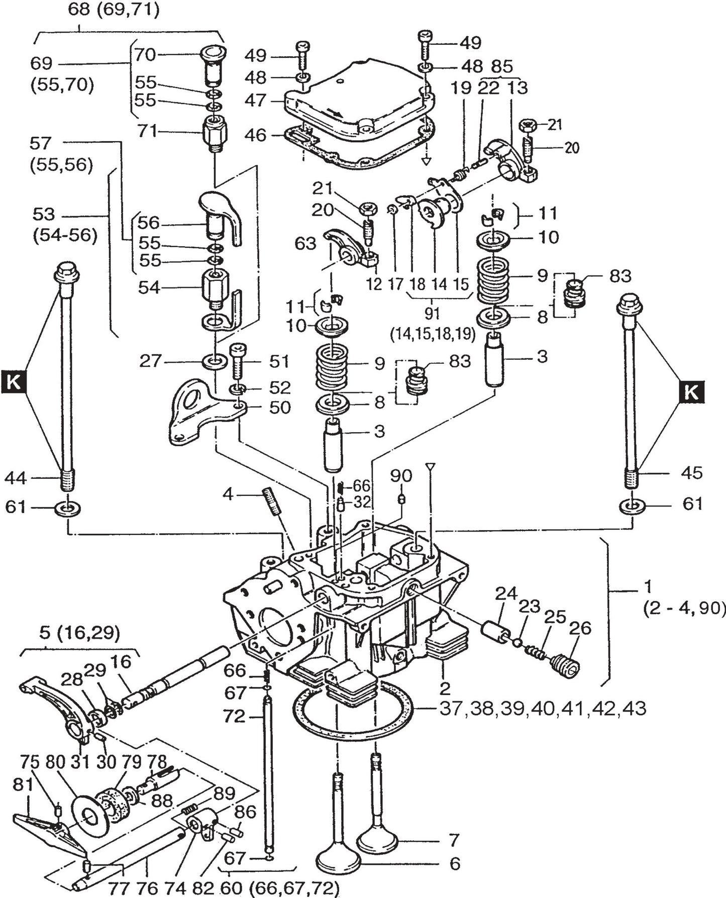 MVH502DSB HATZ 1D81S Engine Cylinder Head Assembly Parts