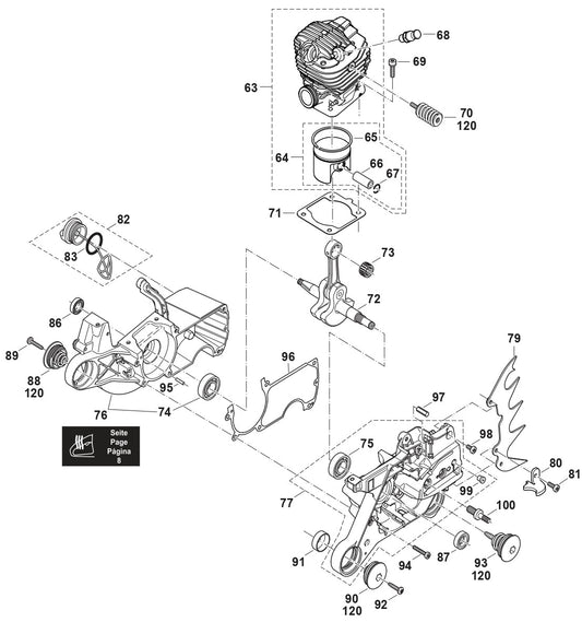 Cylinder, Piston, Crankcase, Crankshaft  Assembly Parts For EA7300PR, EA7301PR Gas Chain Saw Parts by Makita