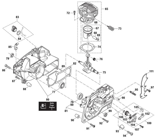 Cylinder, Piston, Crankcase Assembly Parts For EA5000PRFL, EA5001PREG, EA5001PREL, EA5000PREG, EA5000PREL,  EA5000PRGG Gas Chain Saw By Makita
