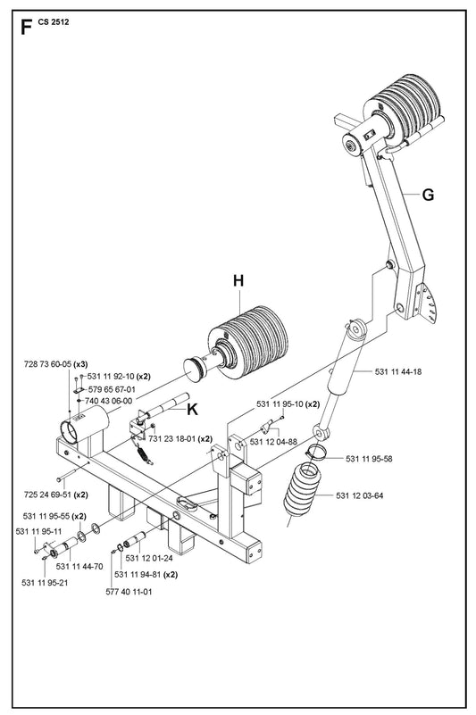 Cylinder Parts For Wire Saw CS 2512 By Husqvarna
