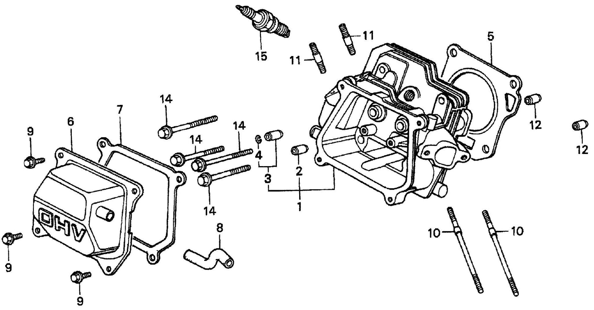 MVC90H Honda GX160K1QMX2/GX160U1QMX2 Engine Cylinder Head Assembly Parts