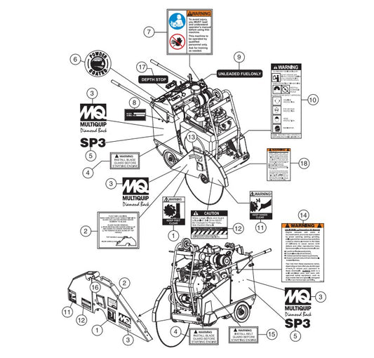 Nameplate And Decals Assembly Parts-SP303516, SP303520, SP303526, SP303530 35 HP WISCONSIN DIESEL ENGINE