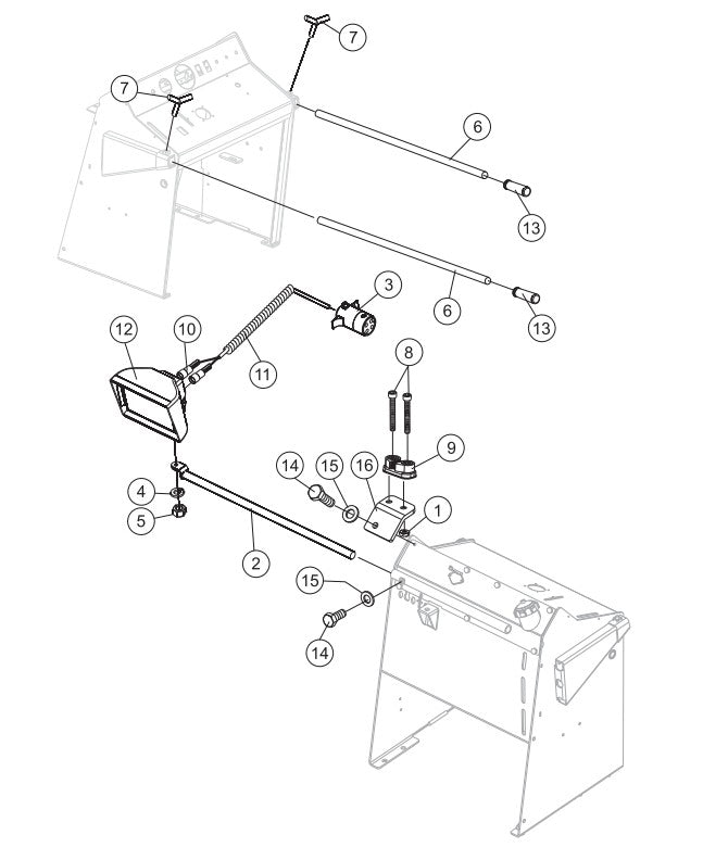 Handle and Light Assembly Parts-SP303516, SP303520, SP303526, SP303530 35 HP WISCONSIN DIESEL ENGINE