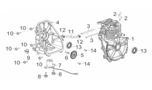 BE1200I Inverter Generator Crankcase Assembly Parts by BE Power Equipment