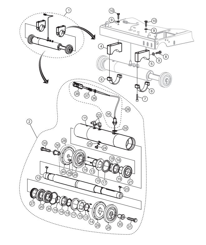 Bladeshaft and Mounting Assembly Parts-SP303516, SP303520, SP303526, SP303530 35 HP WISCONSIN DIESEL ENGINE