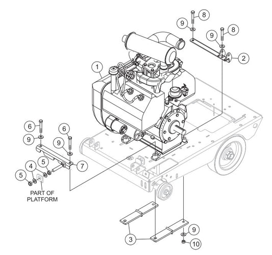 Engine Installation Assembly Parts-SP303516, SP303520, SP303526, SP303530 35 HP WISCONSIN DIESEL ENGINE