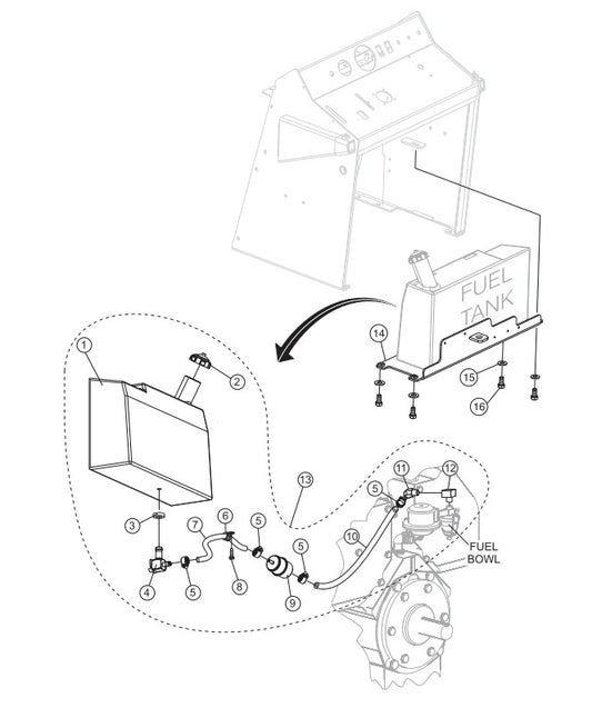 Fuel Tank Assembly Parts-SP303516, SP303520, SP303526, SP303530 35 HP WISCONSIN DIESEL ENGINE