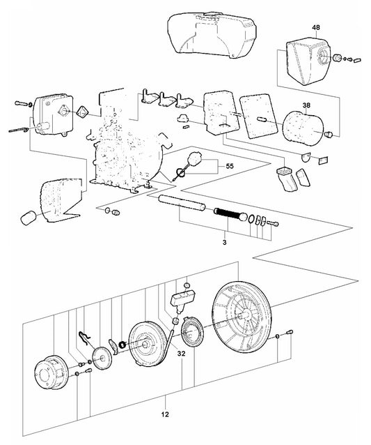 LF 130 LT Diesel Engine -Hatz 1B20 -Manual Start Assembly Parts by Husqvarna