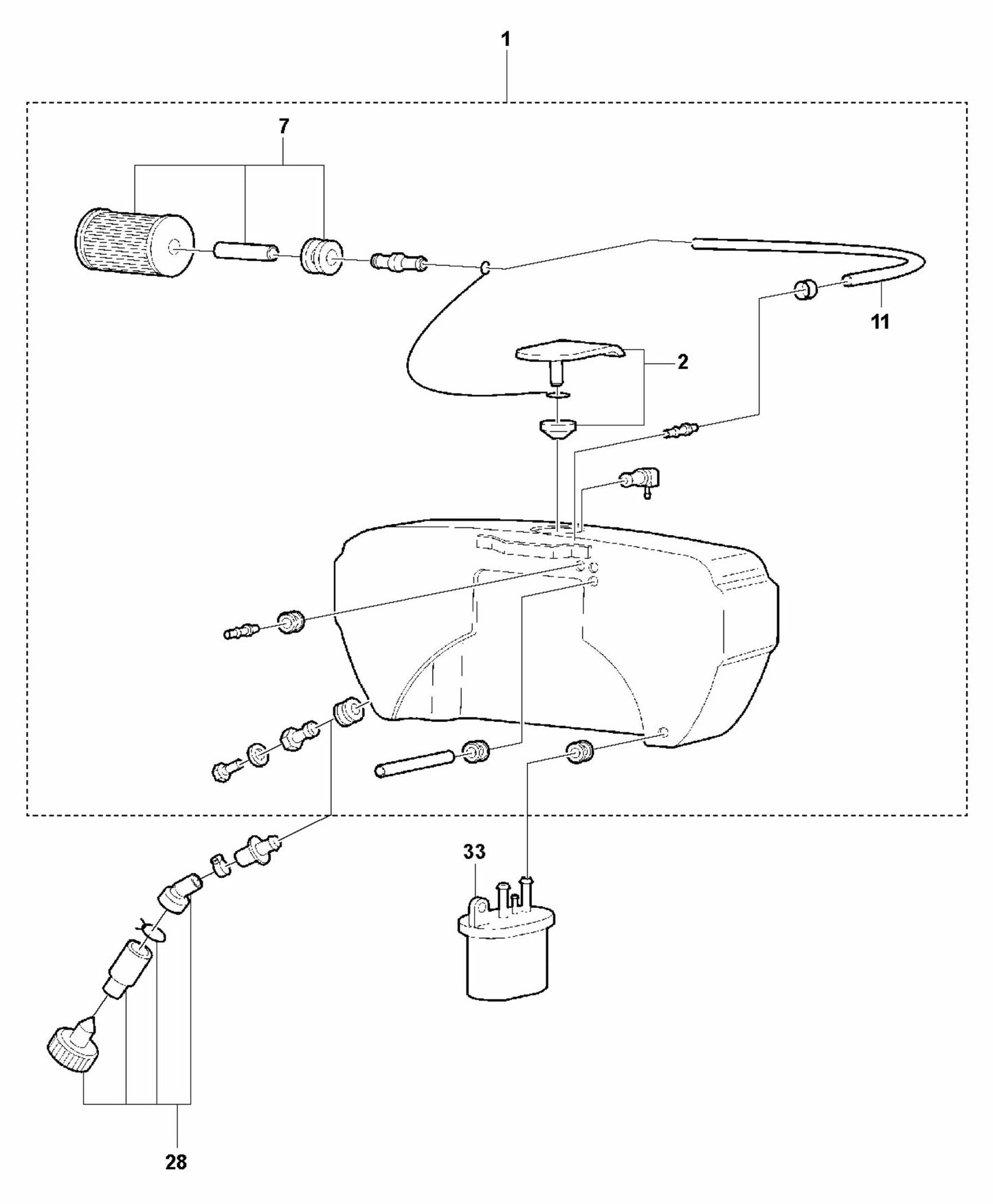 LF 130 LT Diesel Fuel Tank -Hatz 1B20 Assembly Parts by Husqvarna