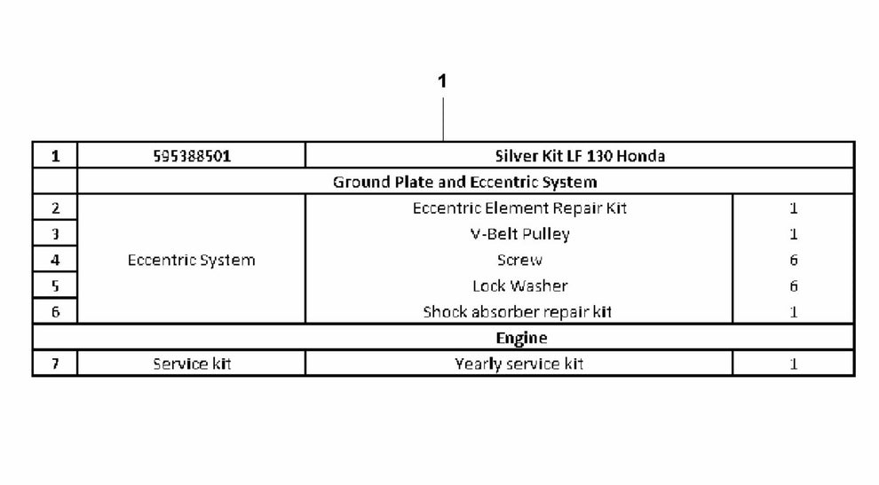 LF 130 LT Diesel Silver Kit-Honda Assembly Parts by Husqvarna