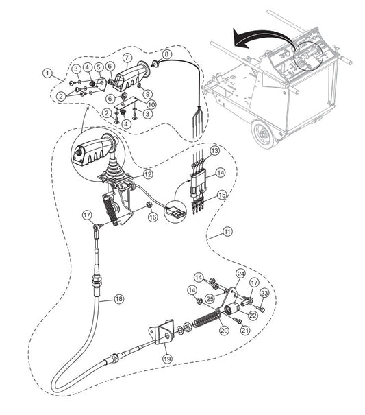 F-N-R Control Handle Assembly Parts-SP303516, SP303520, SP303526, SP303530 35 HP WISCONSIN DIESEL ENGINE