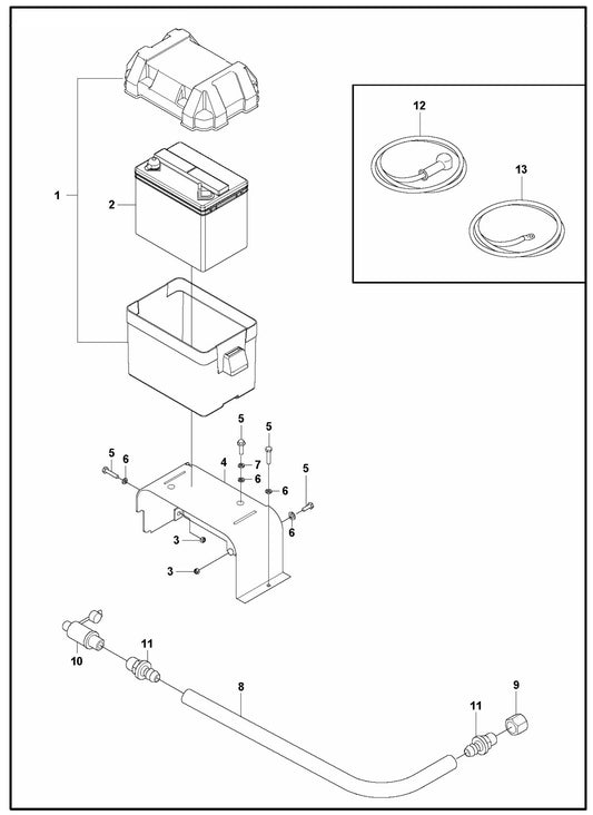 Soff Cut 4000 Oil Drain and Battery Assembly Parts by Husqvarna
