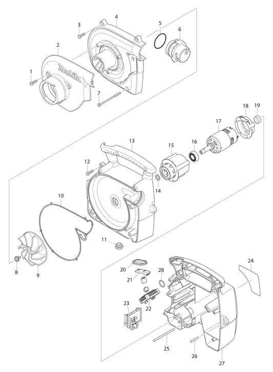 XCV02Z Blower Assembly Parts By Makita