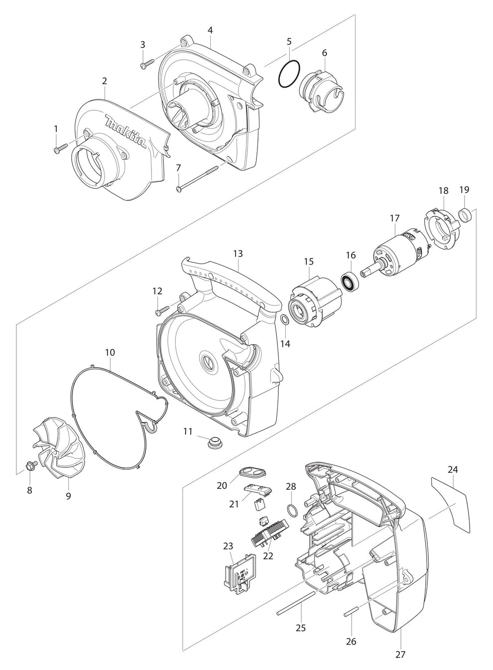 XCV02Z Blower Assembly Parts By Makita