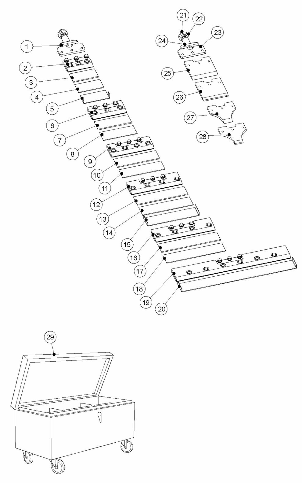 BMS 220ADB Chisels, Blades and Blade Holders Assembly Parts By Husqvarna