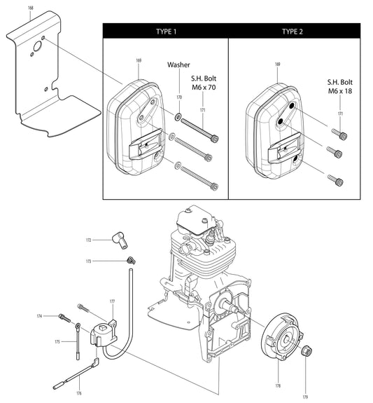 BBX7600N Muffler, Ignition Coil Assembly Parts