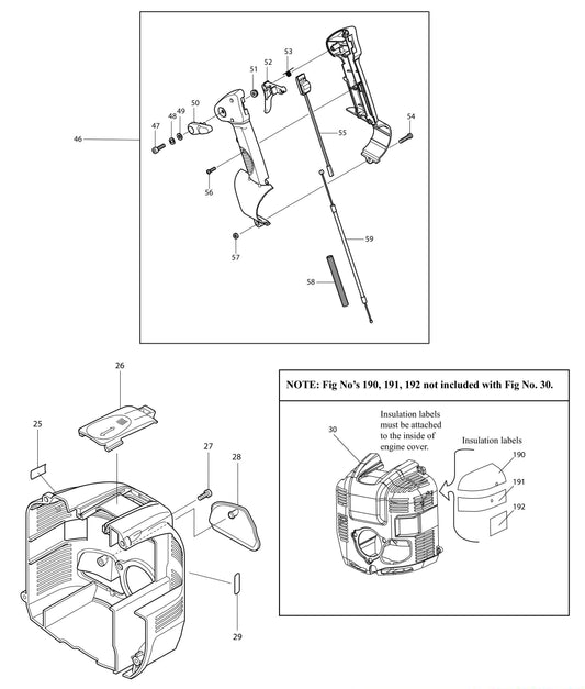BBX7600N Throttle, Engine Covers Assembly Parts