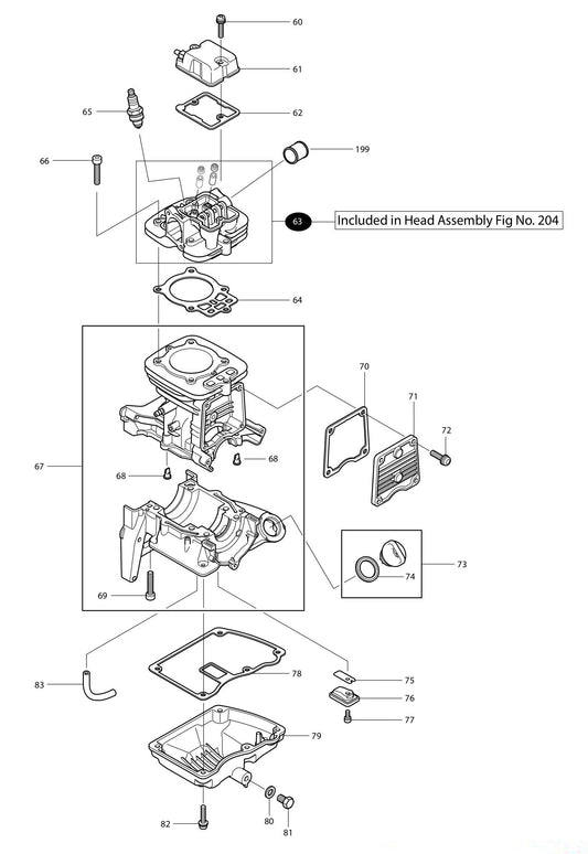 BBX7600N Cylinder, Crank Case Assembly Parts