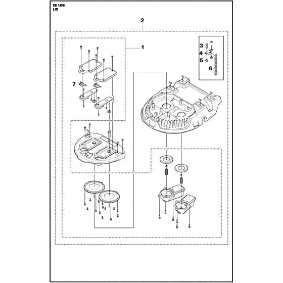 Lid Parts For DE 130 H Parts By Husqvarna
