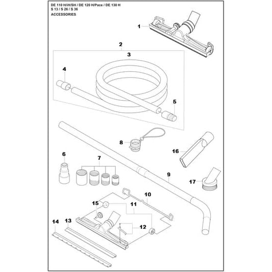 Accessories Parts For DE 130 H Parts By Husqvarna