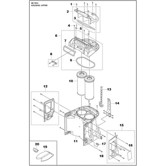 Housing, Upper Parts For DE 130 H Parts By Husqvarna