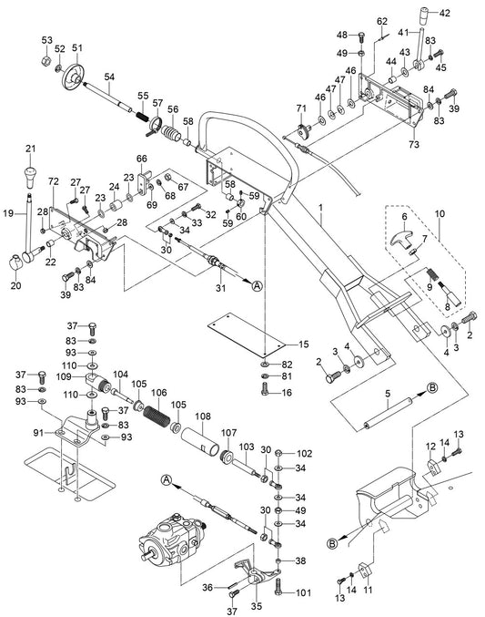 Deadman System control Assembly Parts For MRH601DS Vibratory Rollers By Multiquip