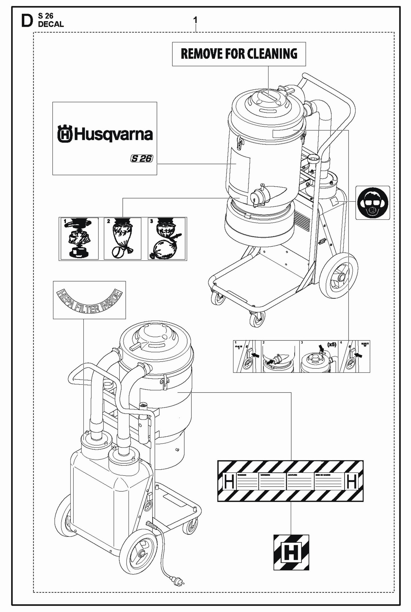 Decal Parts For S 26 Dust Extractor By Husqvarna