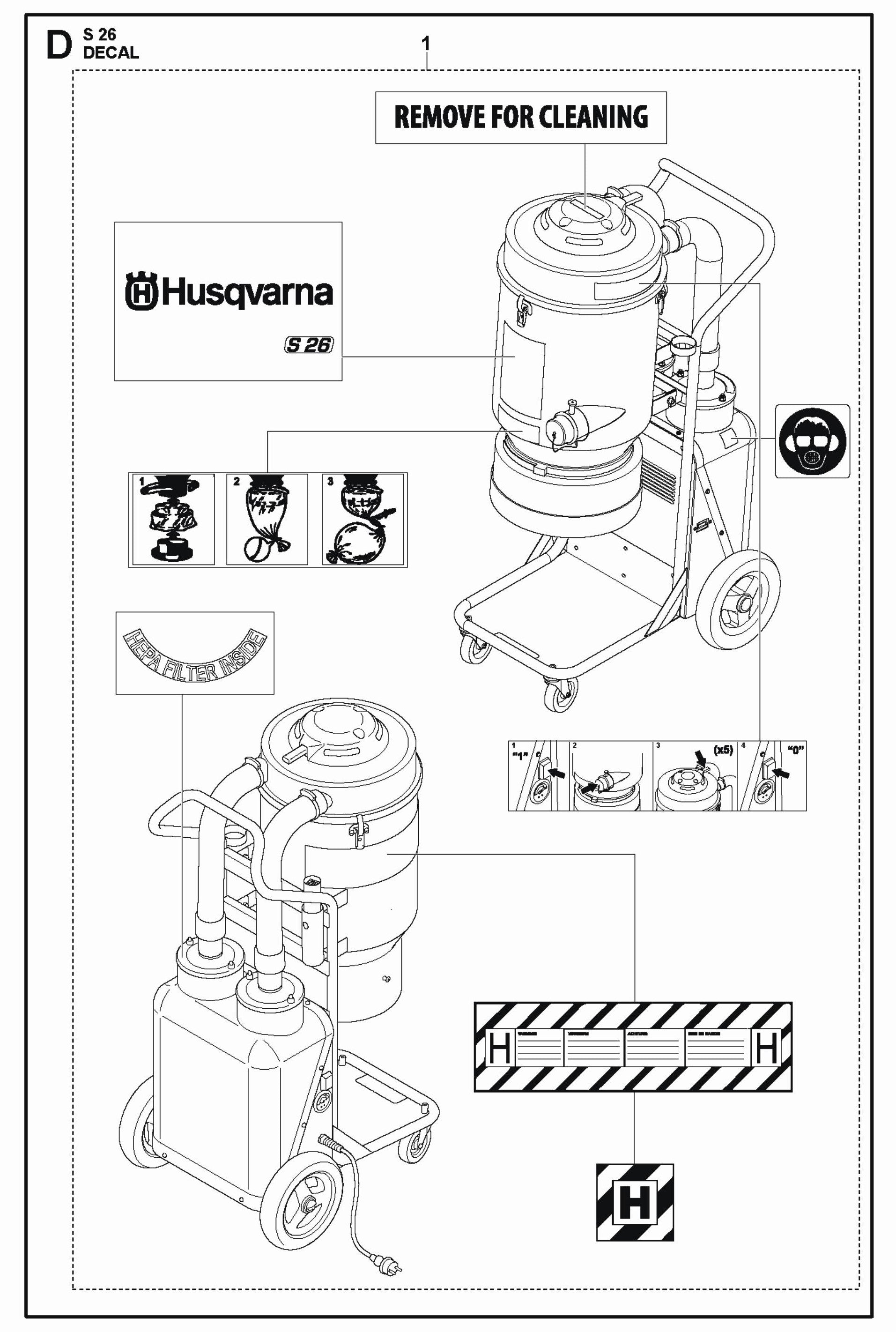Decal Parts For S 26 Dust Extractor By Husqvarna