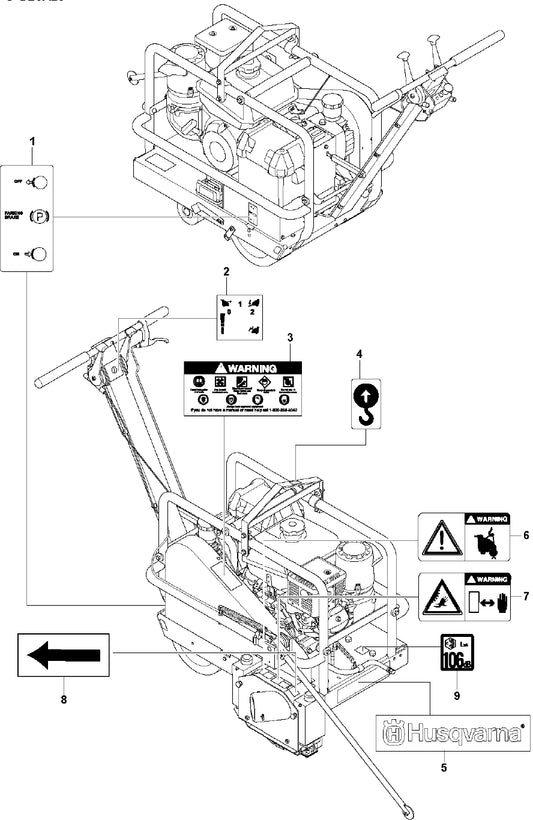 Decals Assembly Parts for Soff Cut 2000 Saw by Husqvarna
