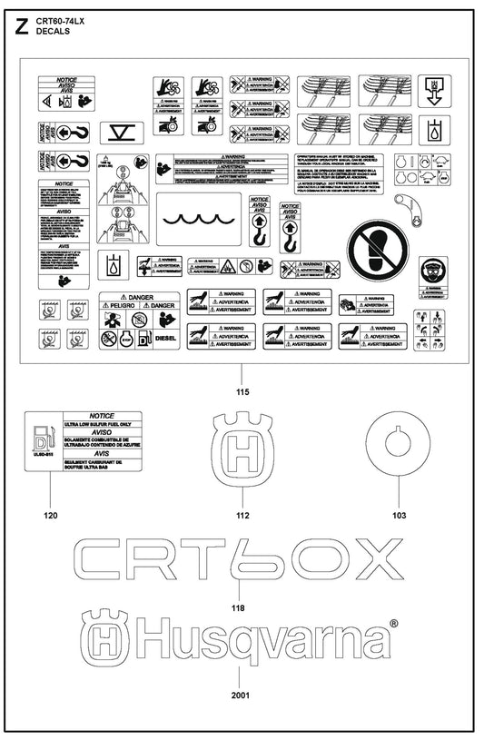 Decals Parts For Ride On Trowel CRT 60 By Husqvarna