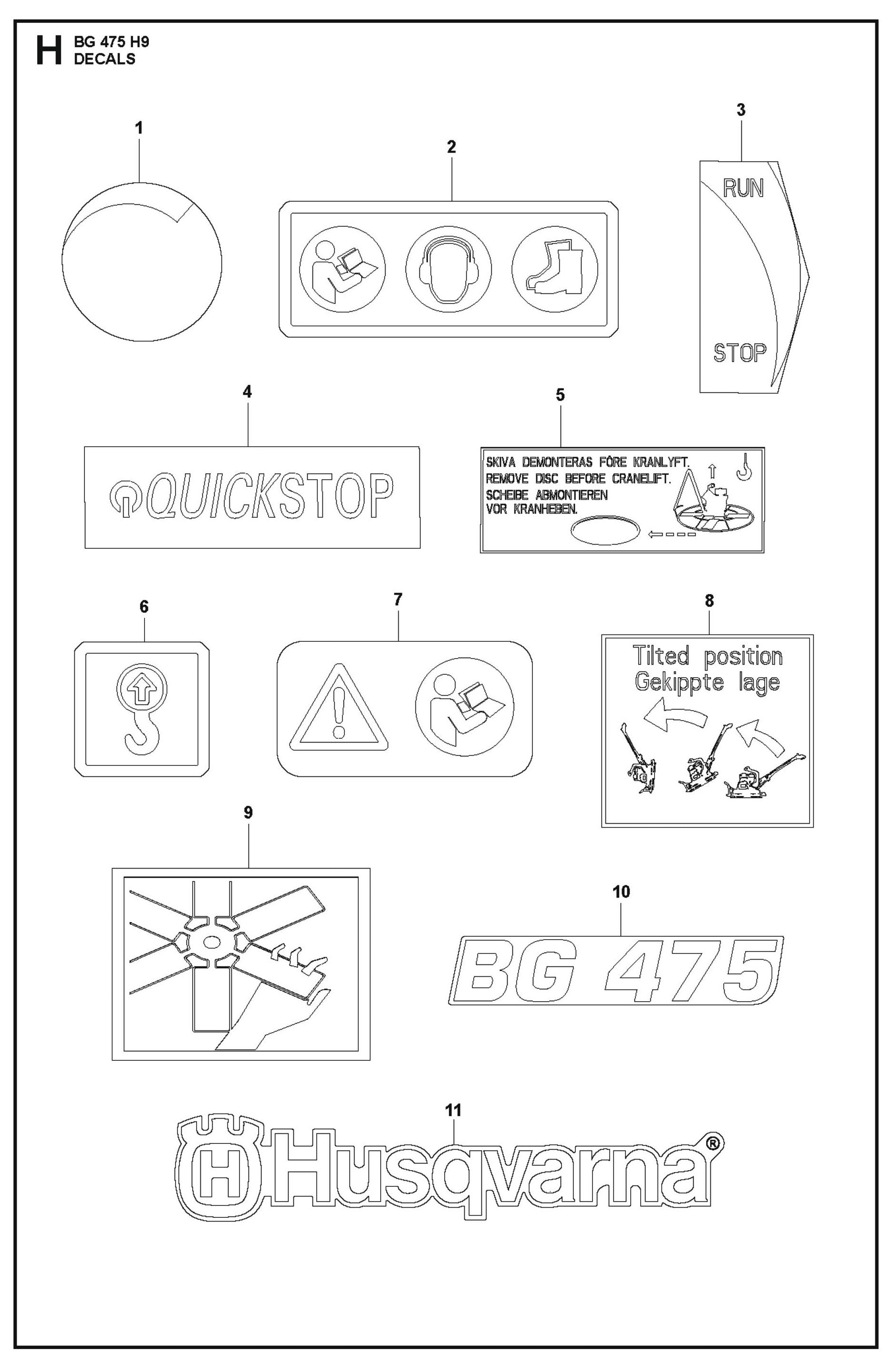 Decals Parts For BG 475 By Husqvarna