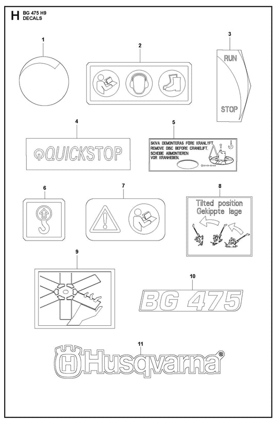 Decals Parts For BG 475 By Husqvarna