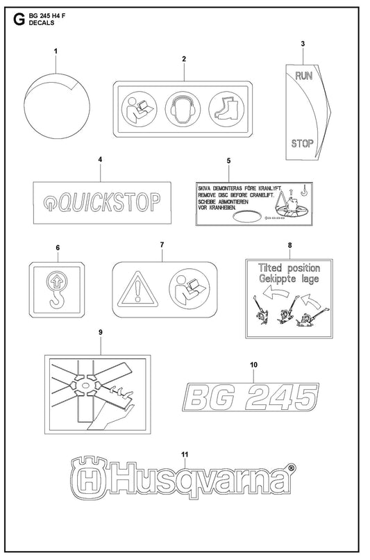 Decals Parts For BG 245 By Husqvarna