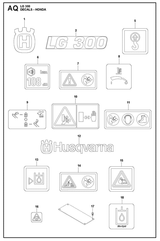 Decals - Honda Parts For LG 300 Diesel By Husqvarna