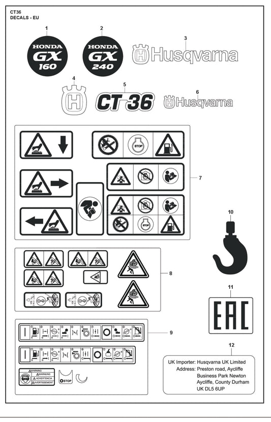 Decals - EU Parts For CT 36 By Husqvarna