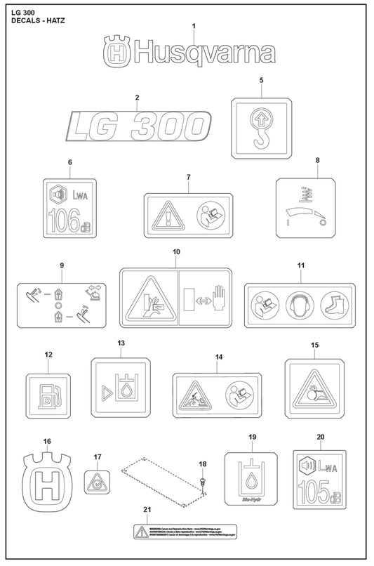 Decals - Hatz Parts For LG 300 Petrol By Husqvarna