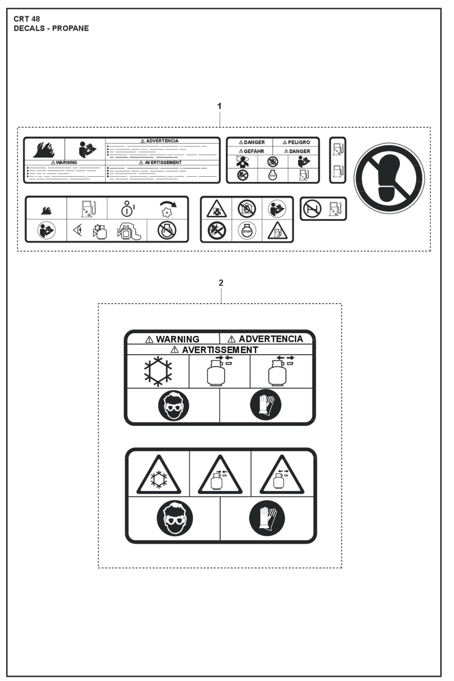 Decals -Propane Parts For Ride On Trowel CRT 48 Petrol By Husqvarna