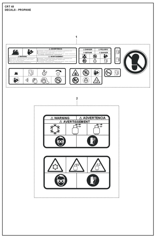 Decals -Propane Parts For Ride On Trowel CRT 48 Petrol By Husqvarna