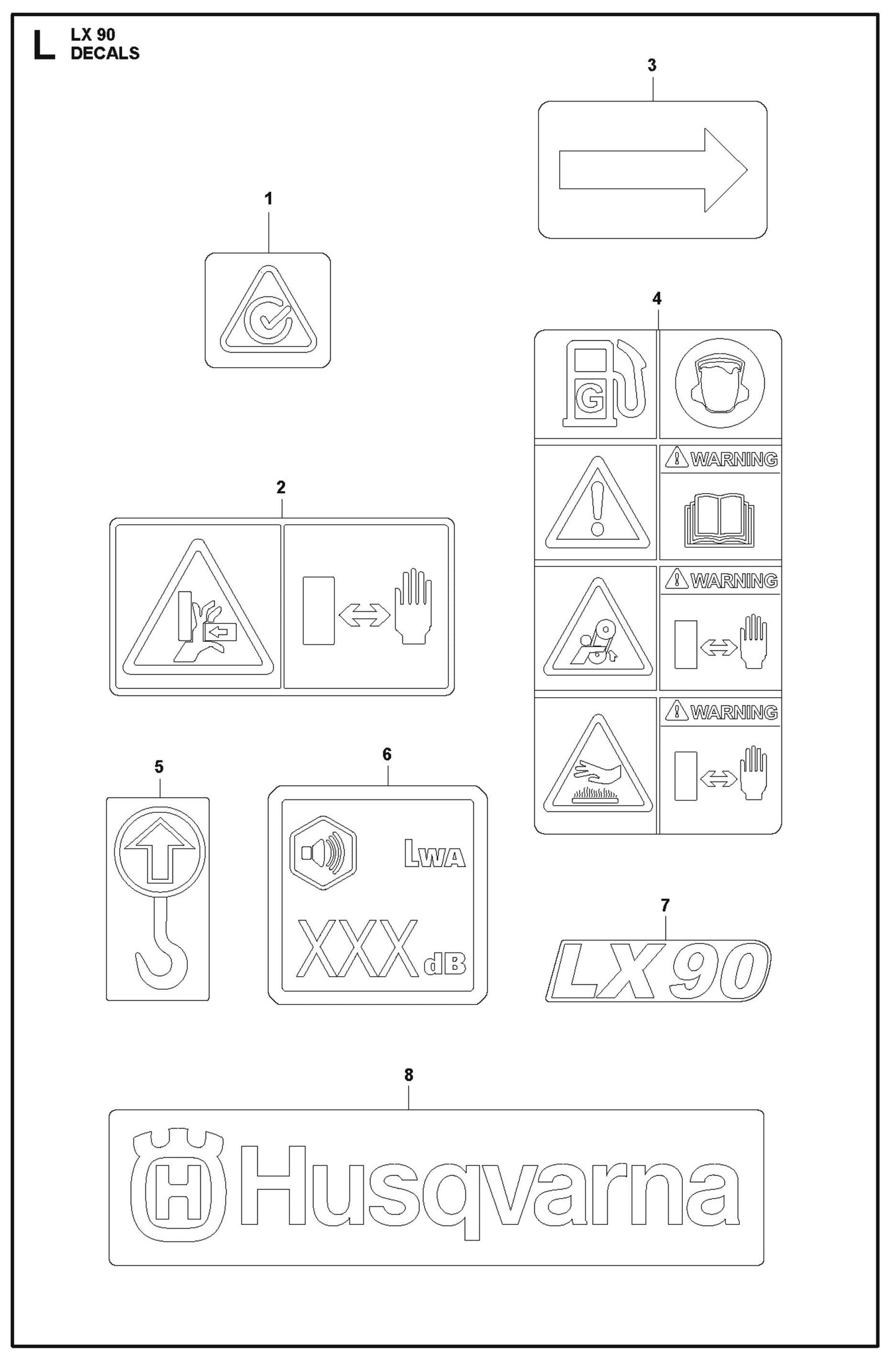 Decals  Parts For LX90 Compaction Rammers By Husqvarna