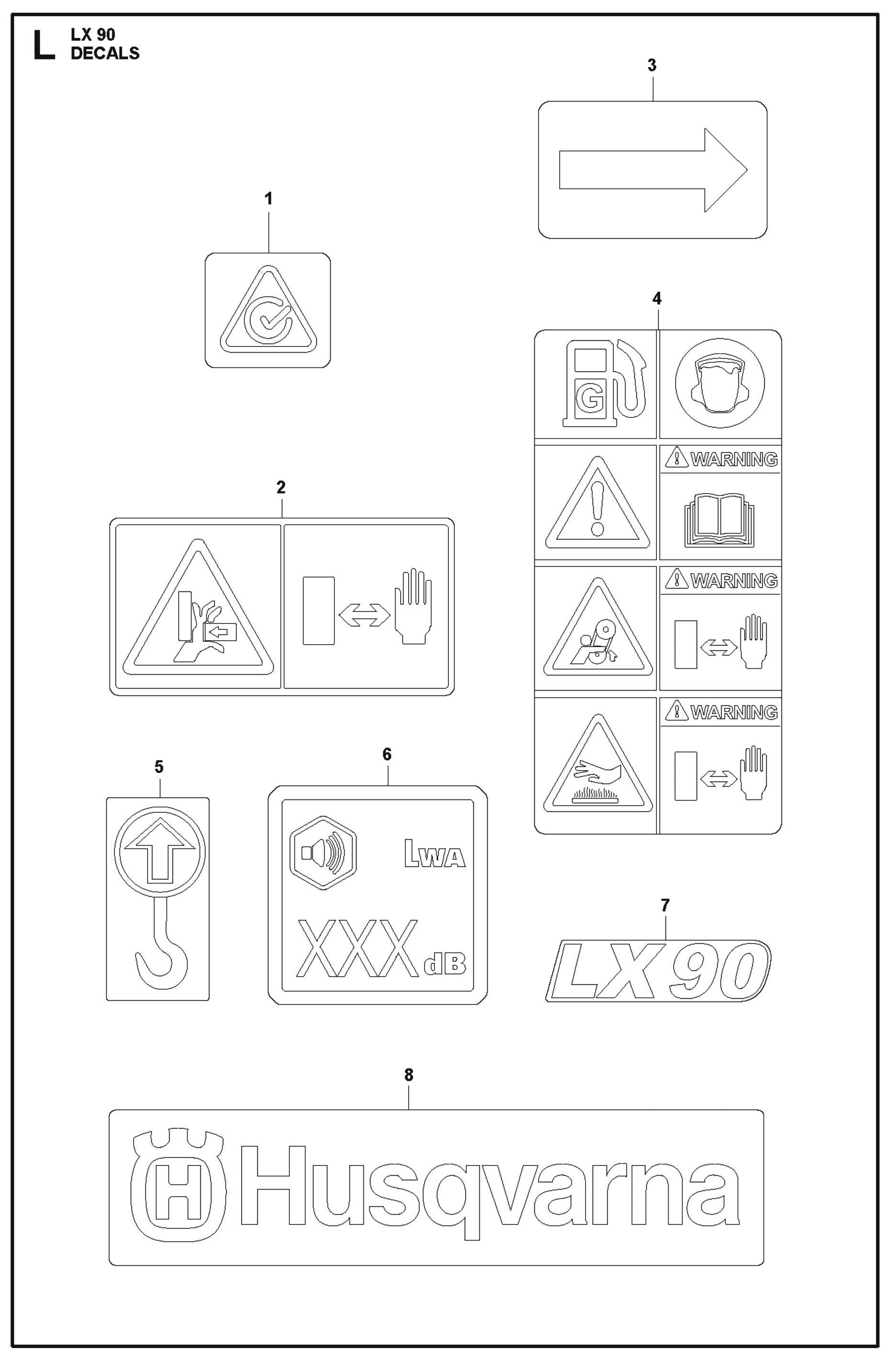 Decals  Parts For LX90 Compaction Rammers By Husqvarna