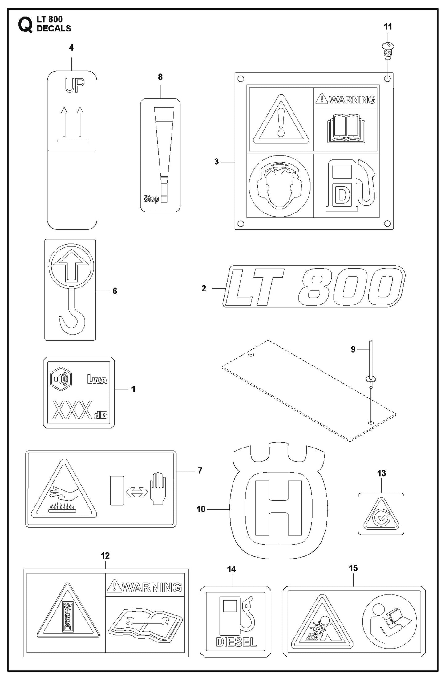 Decals Parts For LT800 Jumping Jack Rammer By Husqvarna