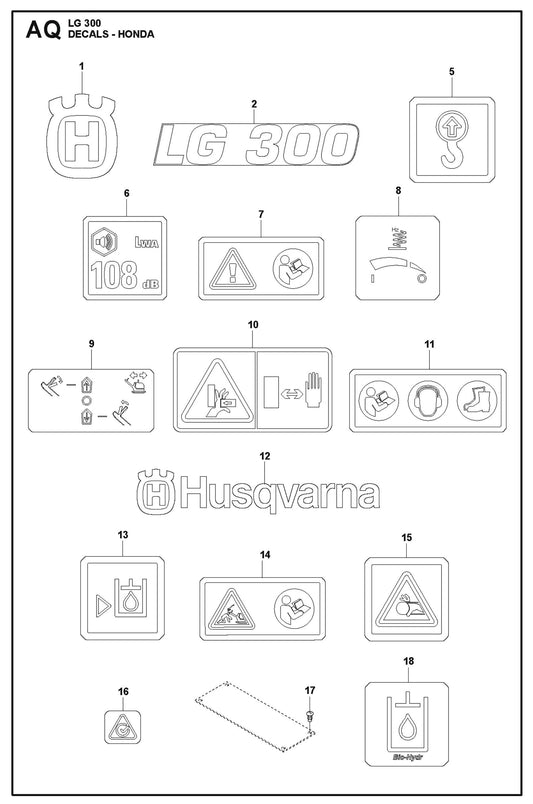 Decals - Honda Parts For LG 300 Petrol By Husqvarna
