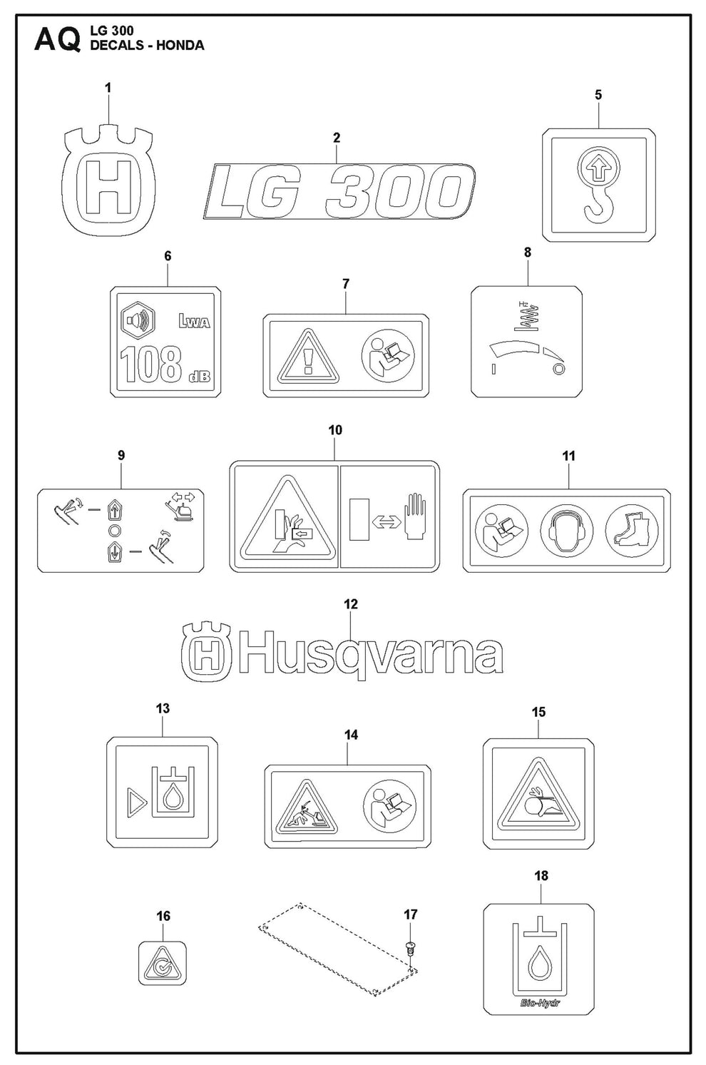 Decals - Honda Parts For LG 300 Petrol By Husqvarna