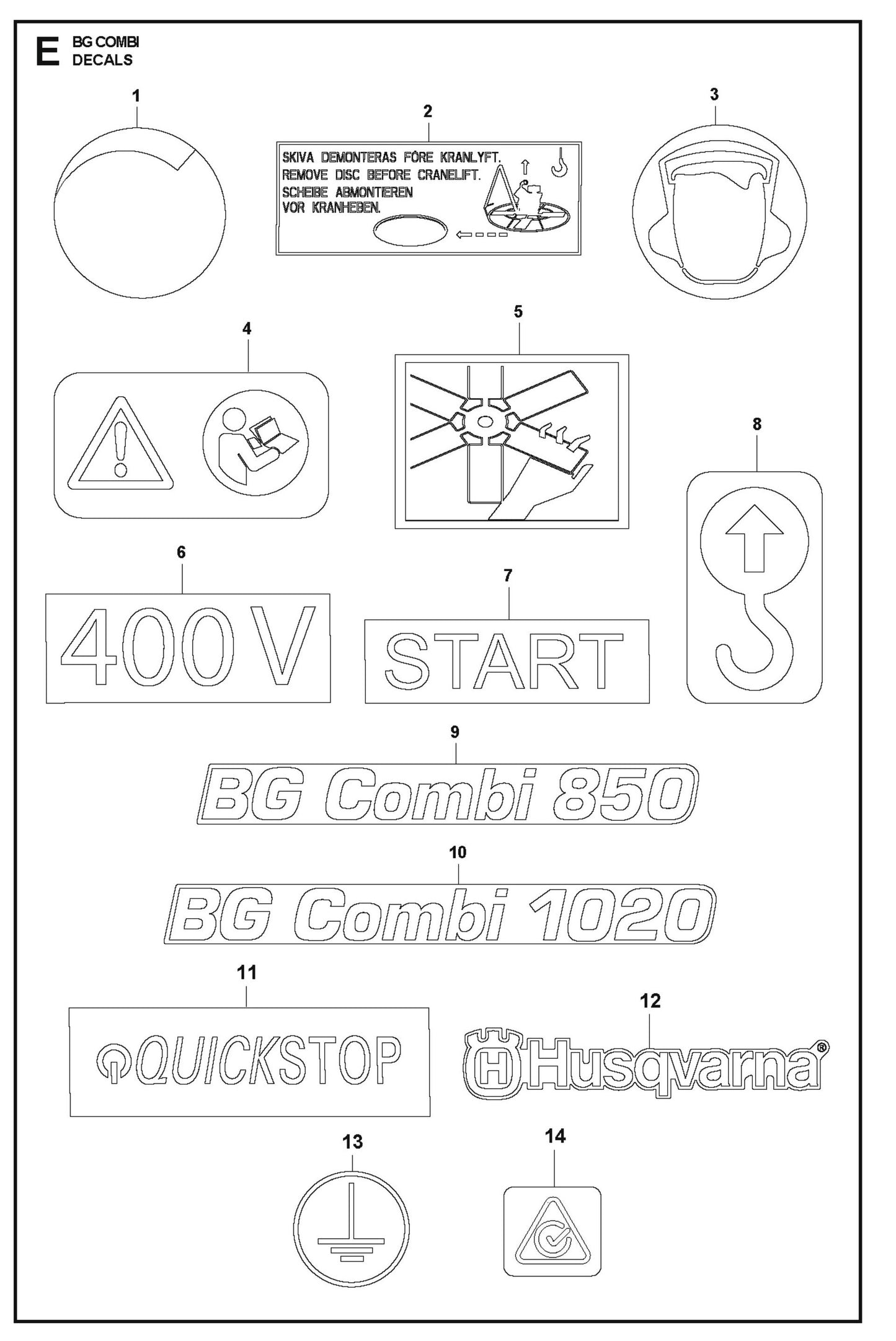Decals Parts For BG Combi By Husqvarna