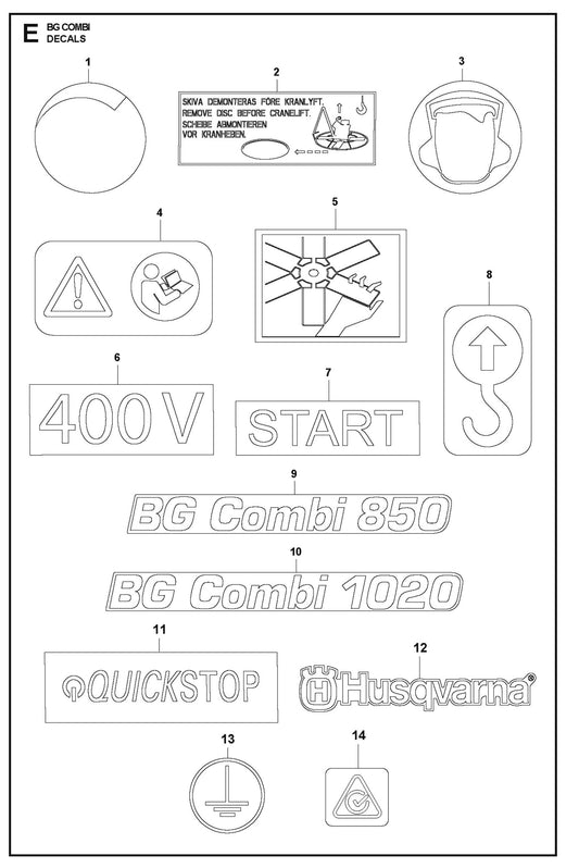 Decals Parts For BG Combi By Husqvarna