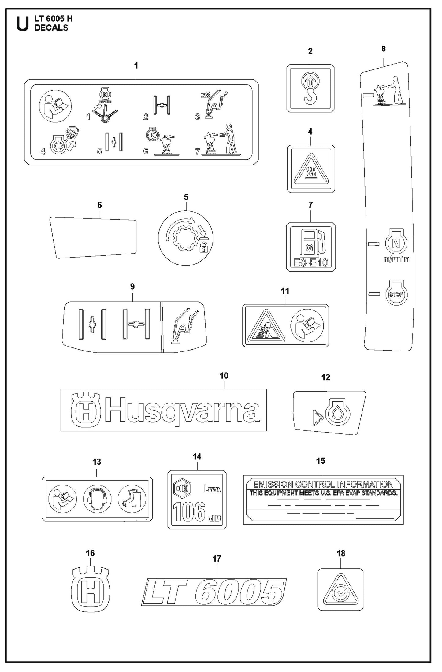 Decals Parts For LT 6005 H - 967854503 Compaction Rammers By Husqvarna